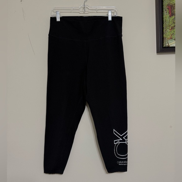Calvin Klein Performance High-Rise Leggings Black Crop Logo Stretchy size 1X - Picture 2 of 9
